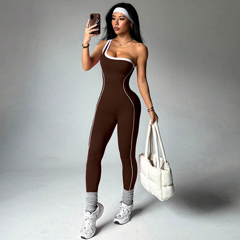 Yoga Fitness Jumpsuit - Dames Sport Jumpsuits met één schouder
