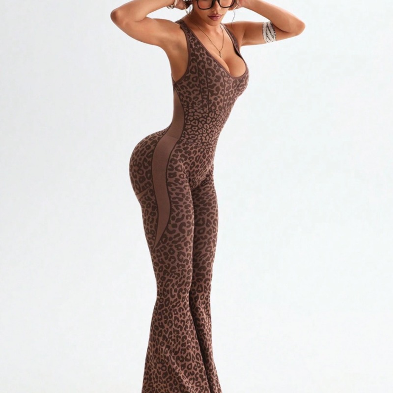 Dames jumpsuit met luipaardpri - Yoga Fitness Jumpsuit recensie en prijs